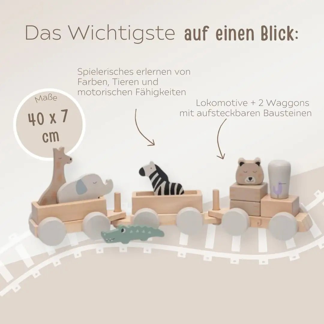 JOLLEIN Holz Eisenbahn Dschungel personalisierbar - wunderwunsch