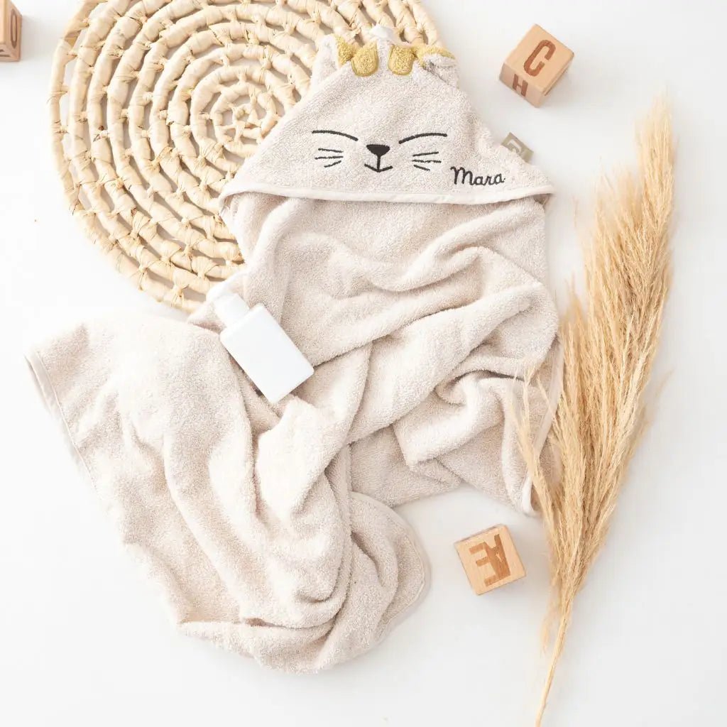 JOLLEIN Kapuzenhandtuch Katze oder Hund personalisierbar - wunderwunsch