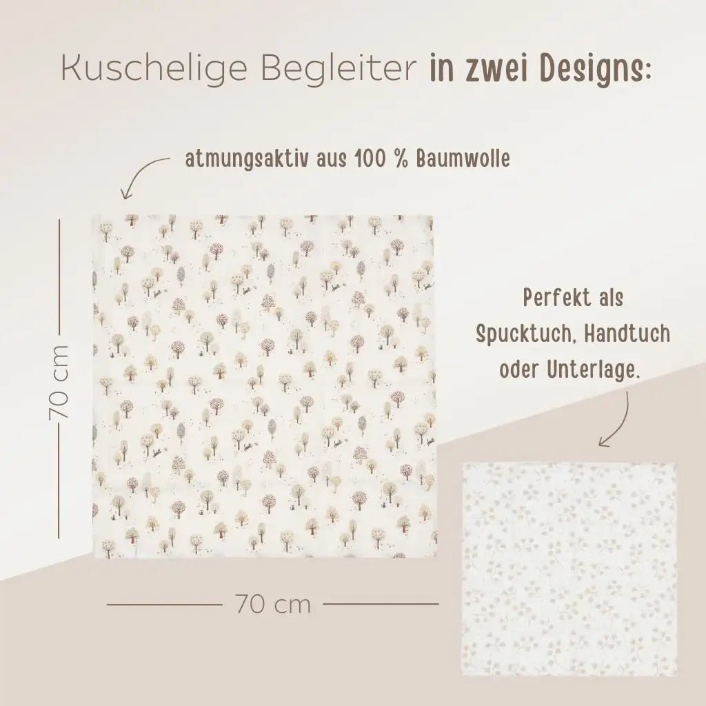 JOLLEIN Musselintuch Bäume oder Blüten personalisierbar - wunderwunsch