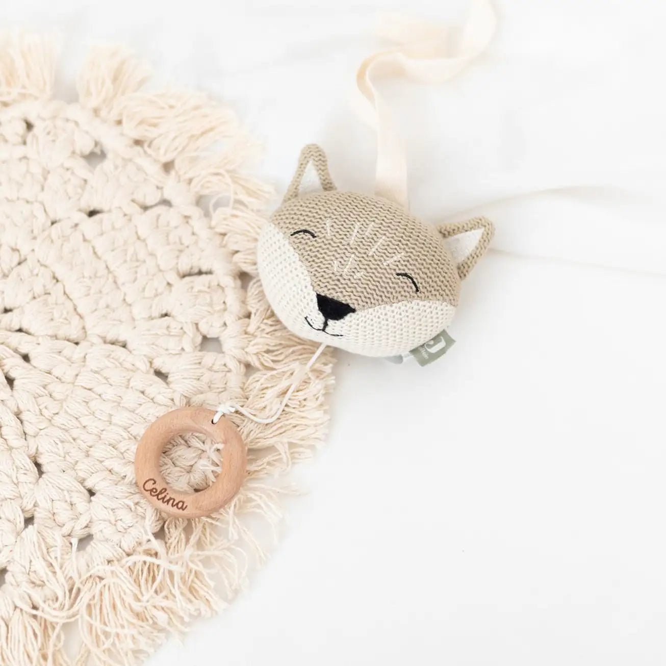 JOLLEIN Spieluhr für Babys personalisierbar - Bär, Giraffe, Fuchs - wunderwunsch