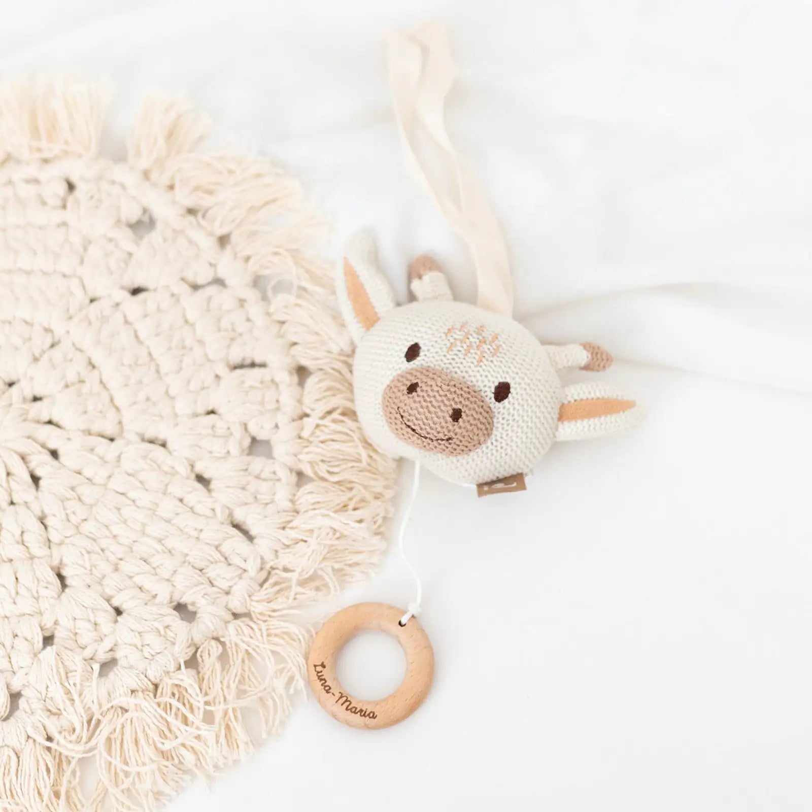 JOLLEIN Spieluhr für Babys personalisierbar - Bär, Giraffe, Fuchs - wunderwunsch