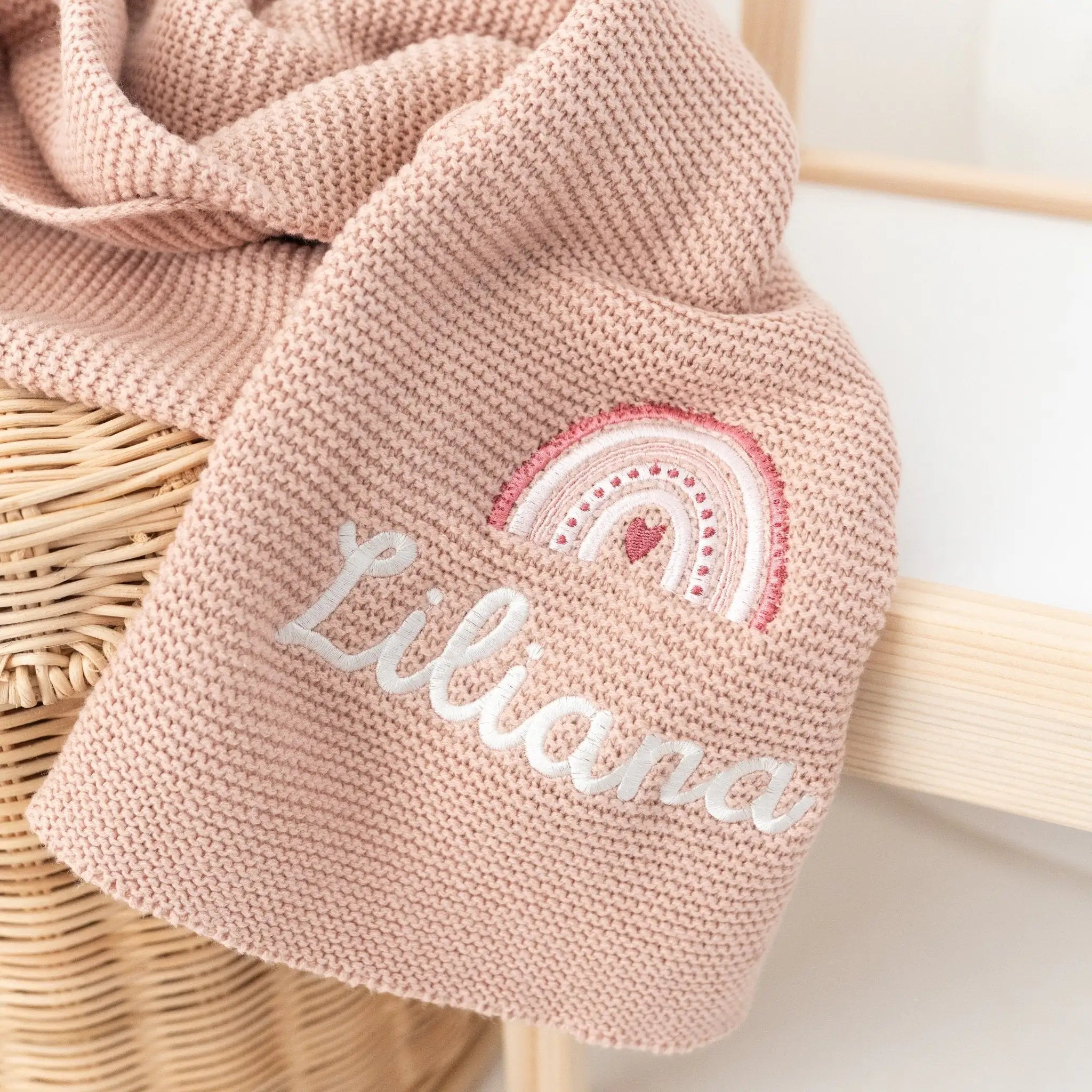 JOLLEIN Strickdecke personalisiert - Regenbogen - wunderwunsch