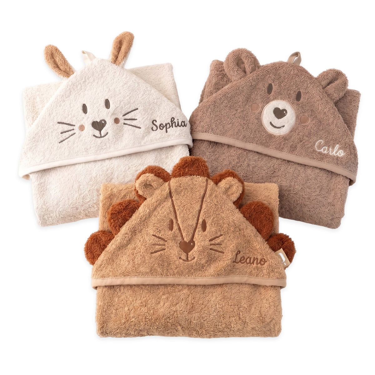 JOLLEIN x Wunderwunsch Tier Kapuzenhandtuch Baby personalisiert - wunderwunsch