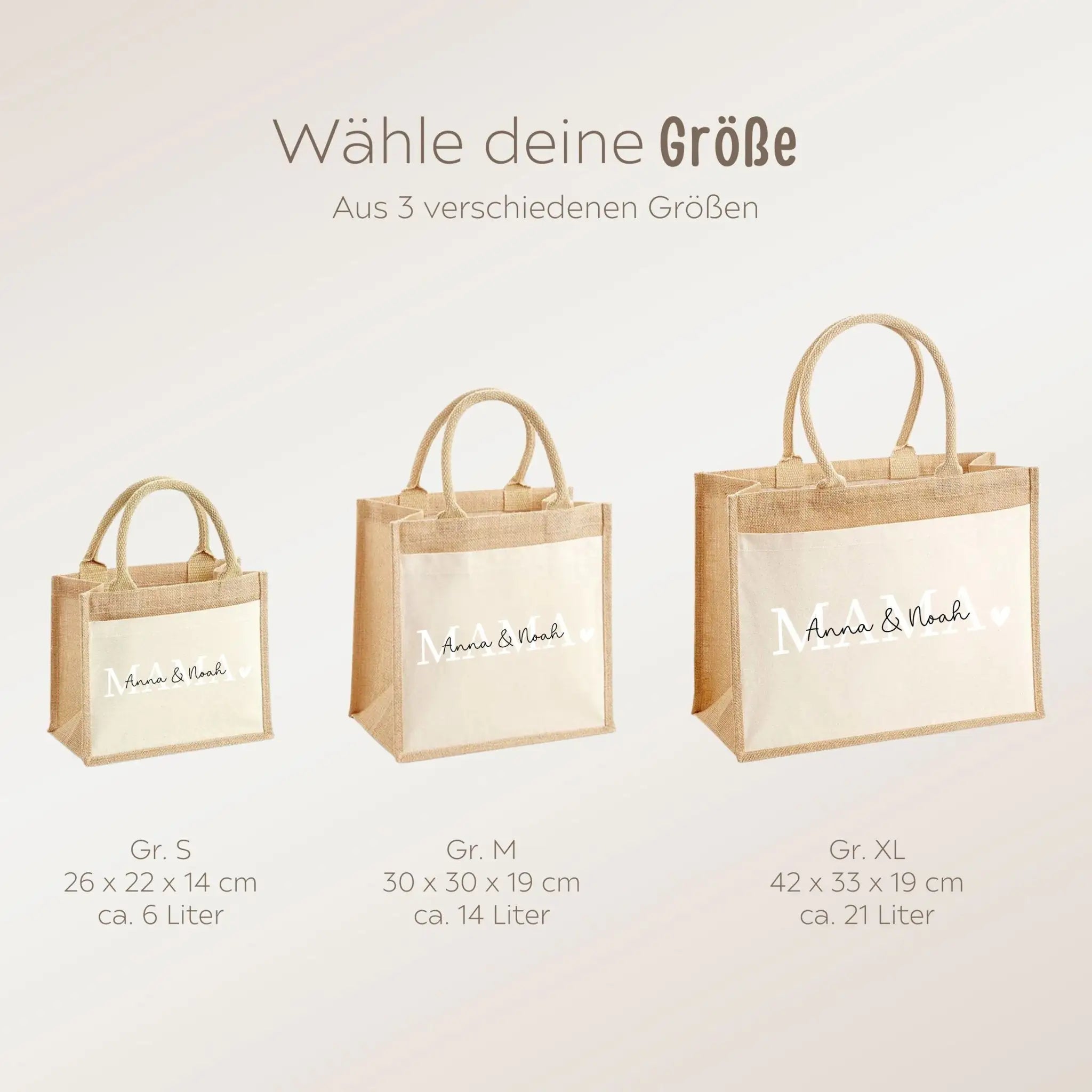 Jutetasche mit Stoffbesatz - Mama est. - wunderwunsch