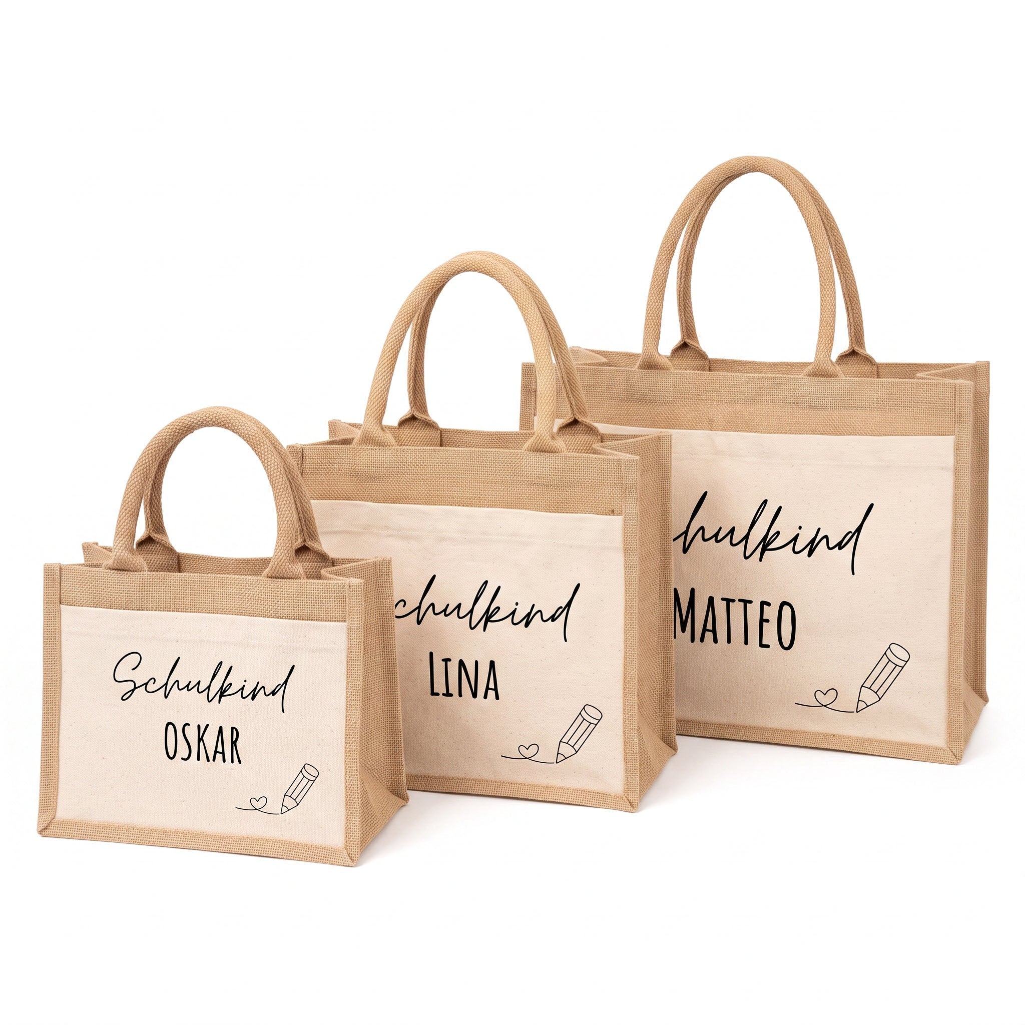 Jutetasche mit Stoffbesatz - Schulkind - wunderwunsch