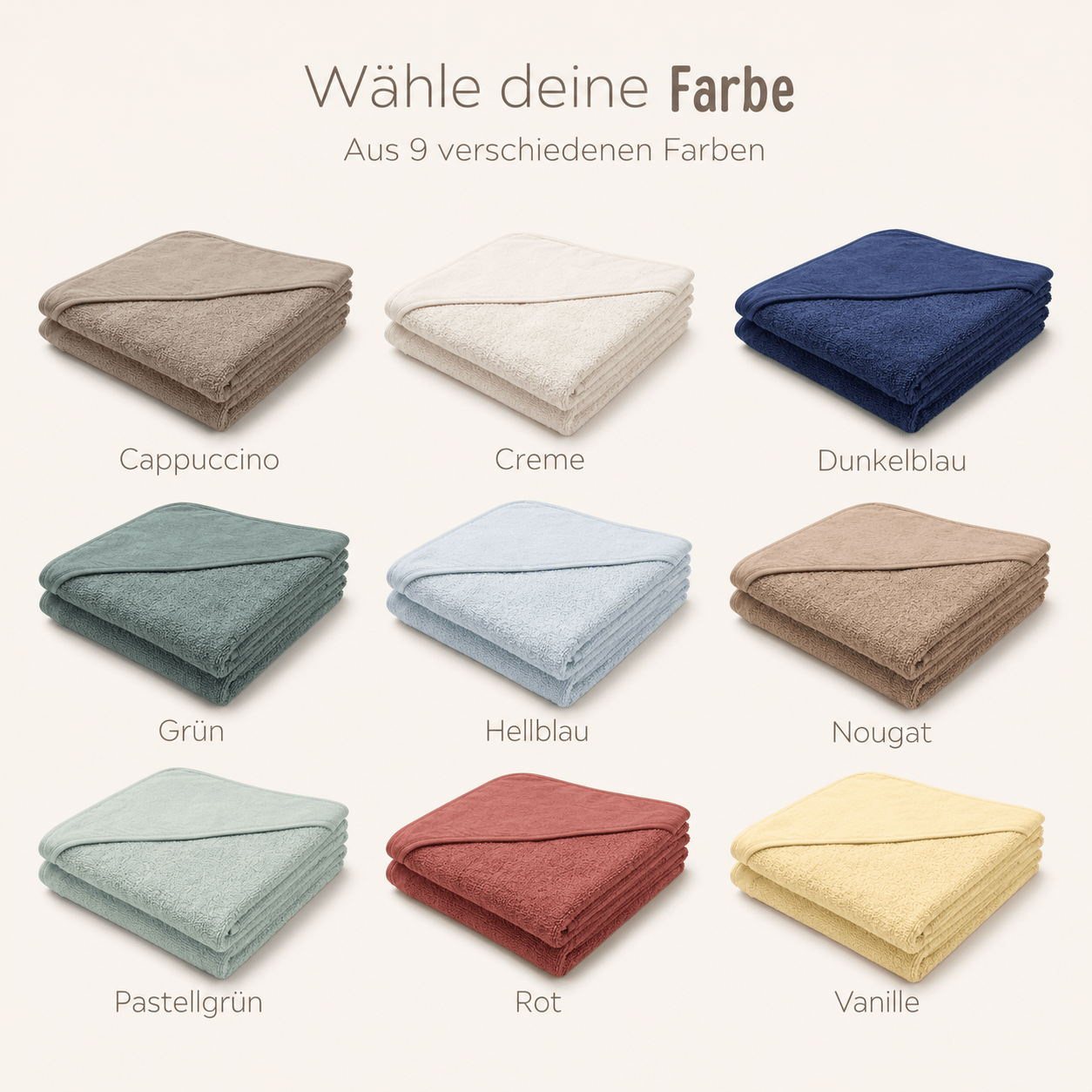 Kapuzenhandtuch Baumwolle "Tier" (geschwungene Schrift) personalisiert - wunderwunsch