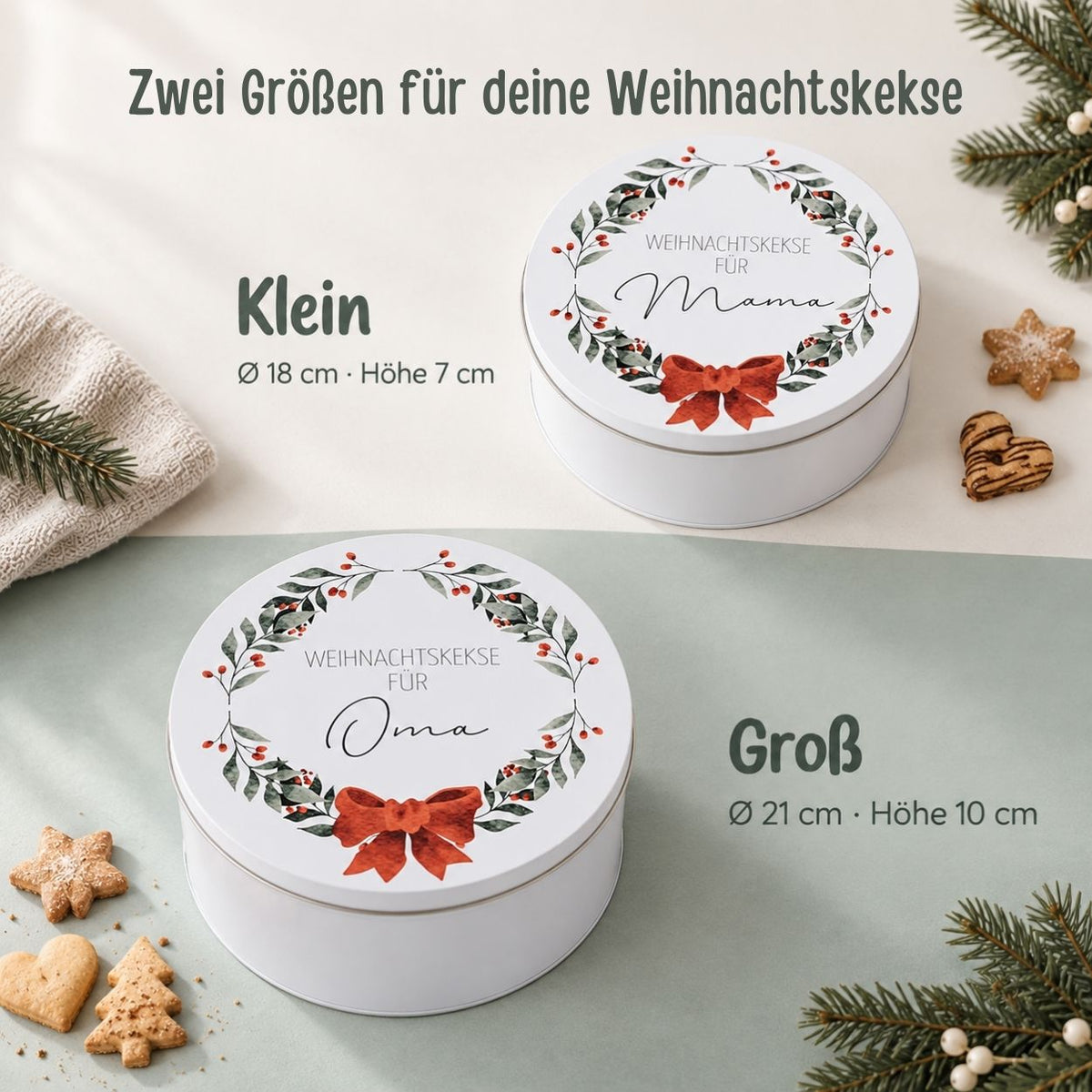 Keksdose rund personalisiert - Zweige - wunderwunsch