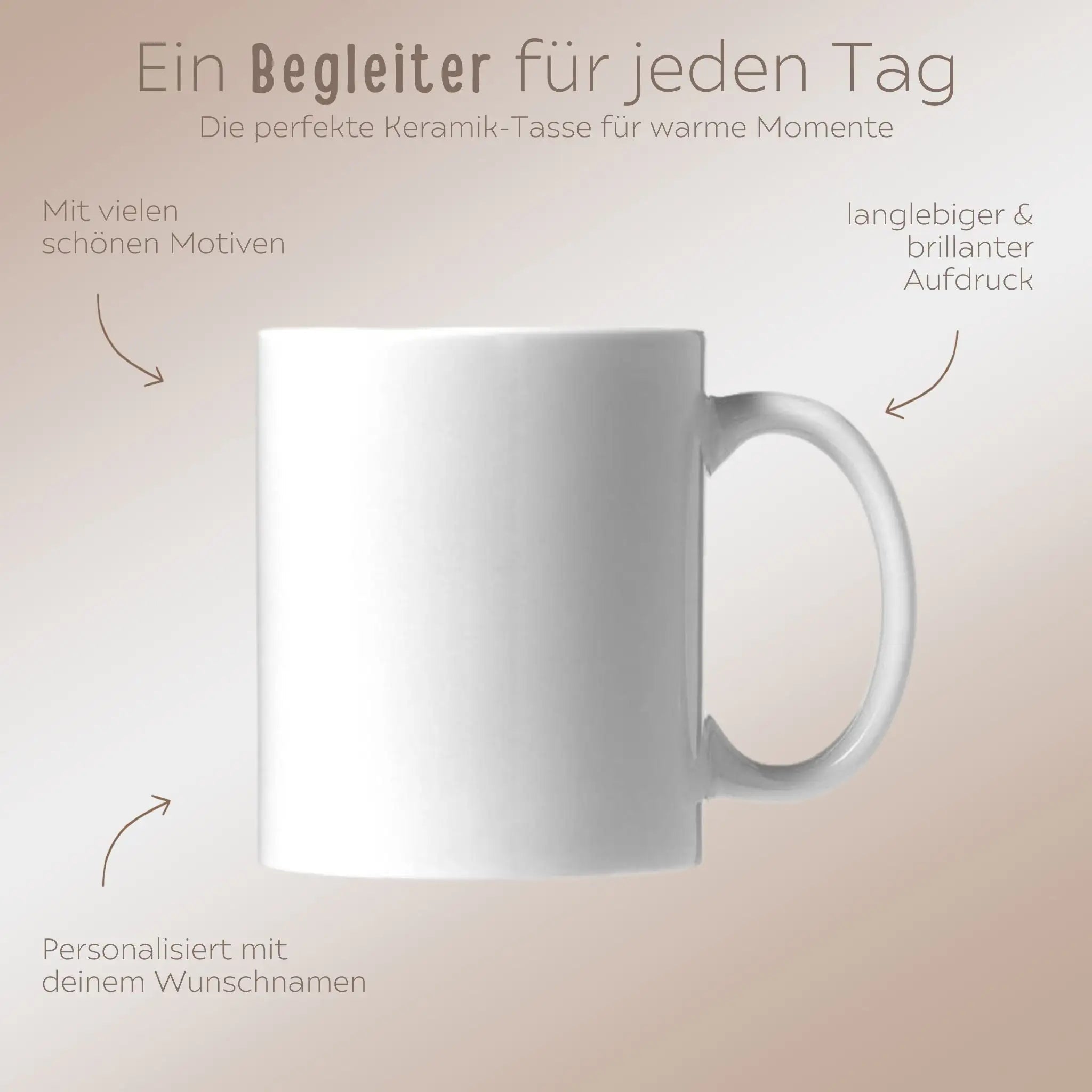 Keramik Kindertasse personalisiert - Tier Aquarell - wunderwunsch