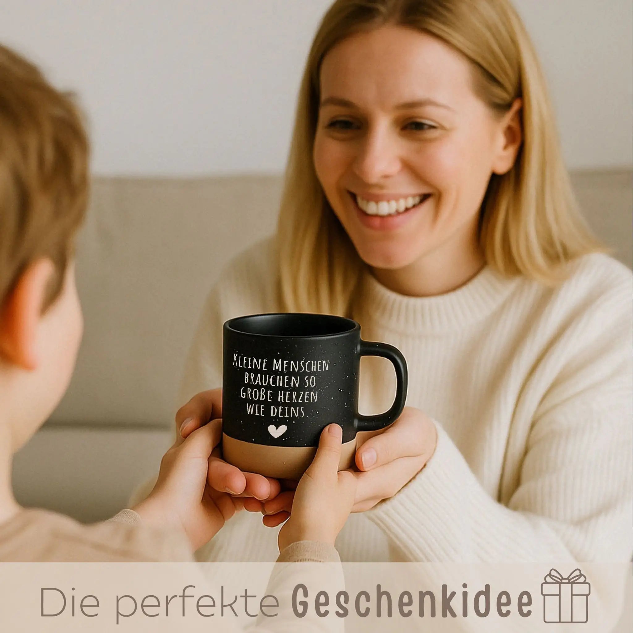 Keramikbecher Steingut - Kleine Menschen große Herzen - wunderwunsch