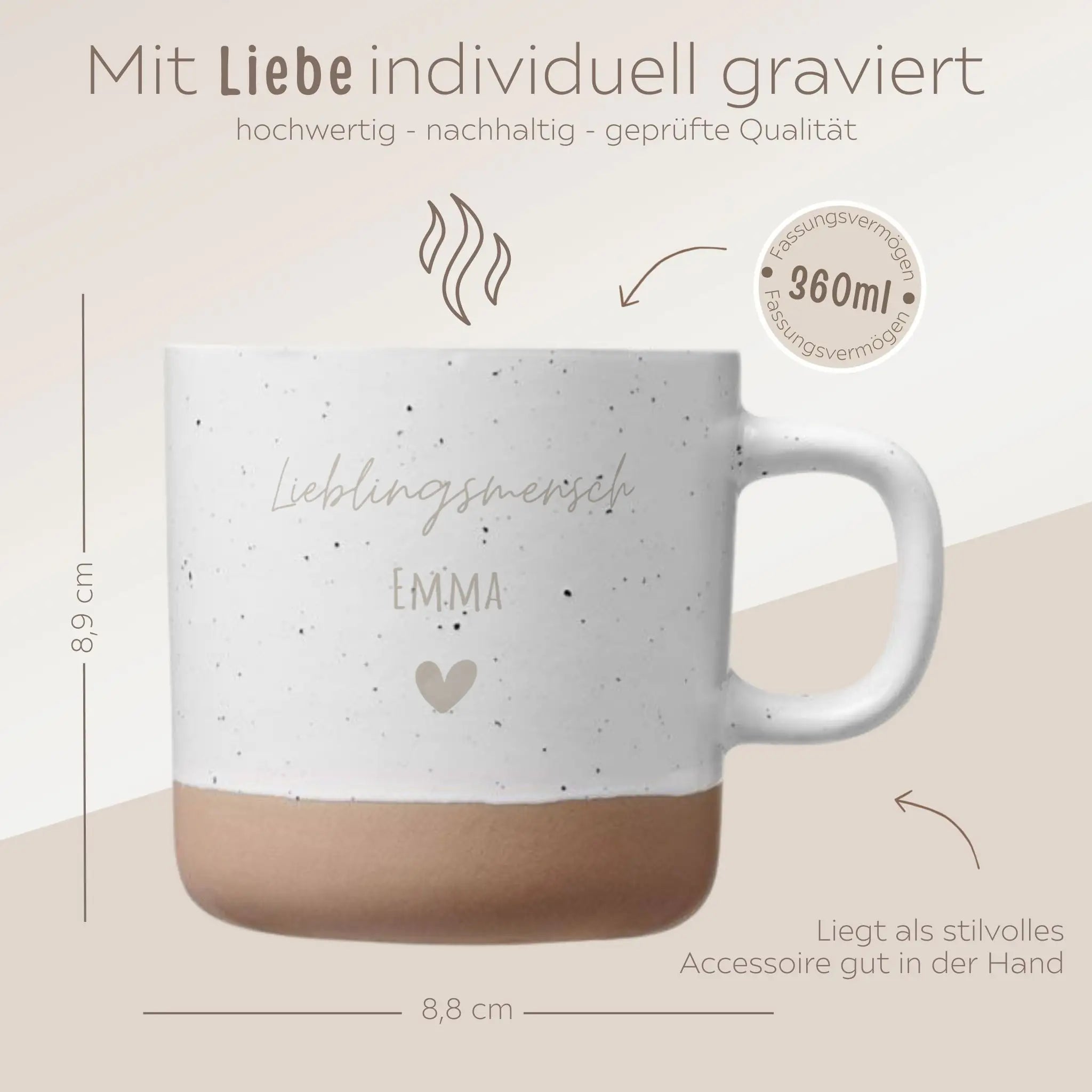 Keramikbecher Steingut - Lieblingsmensch - wunderwunsch