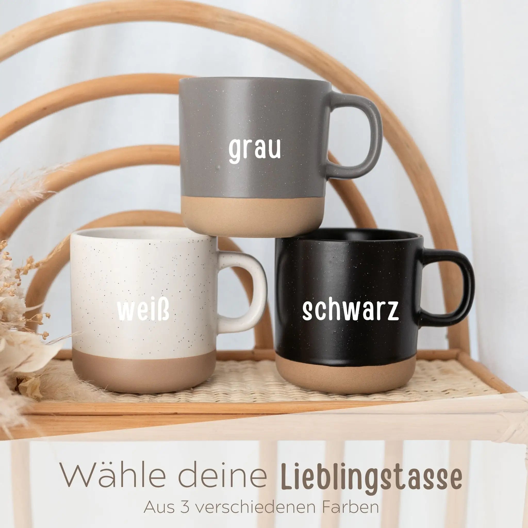 Keramikbecher Steingut - Name und Blume - wunderwunsch