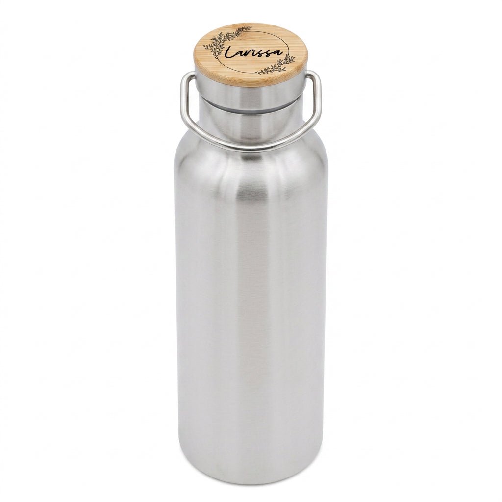 Kinder Trinkflasche Edelstahl personalisiert - Blumenkranz Gravur - wunderwunsch