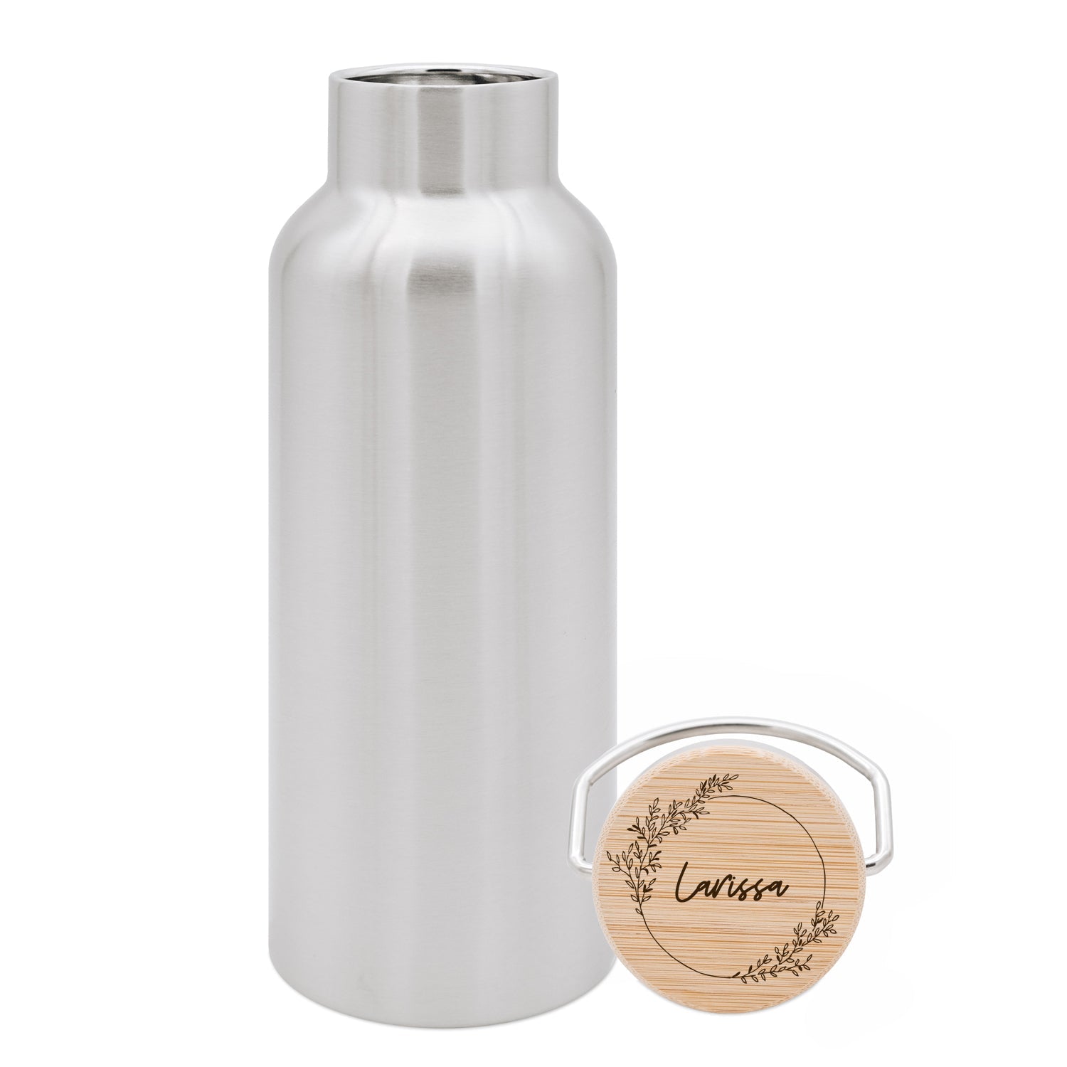 Kinder Trinkflasche Edelstahl personalisiert - Blumenkranz Gravur - wunderwunsch