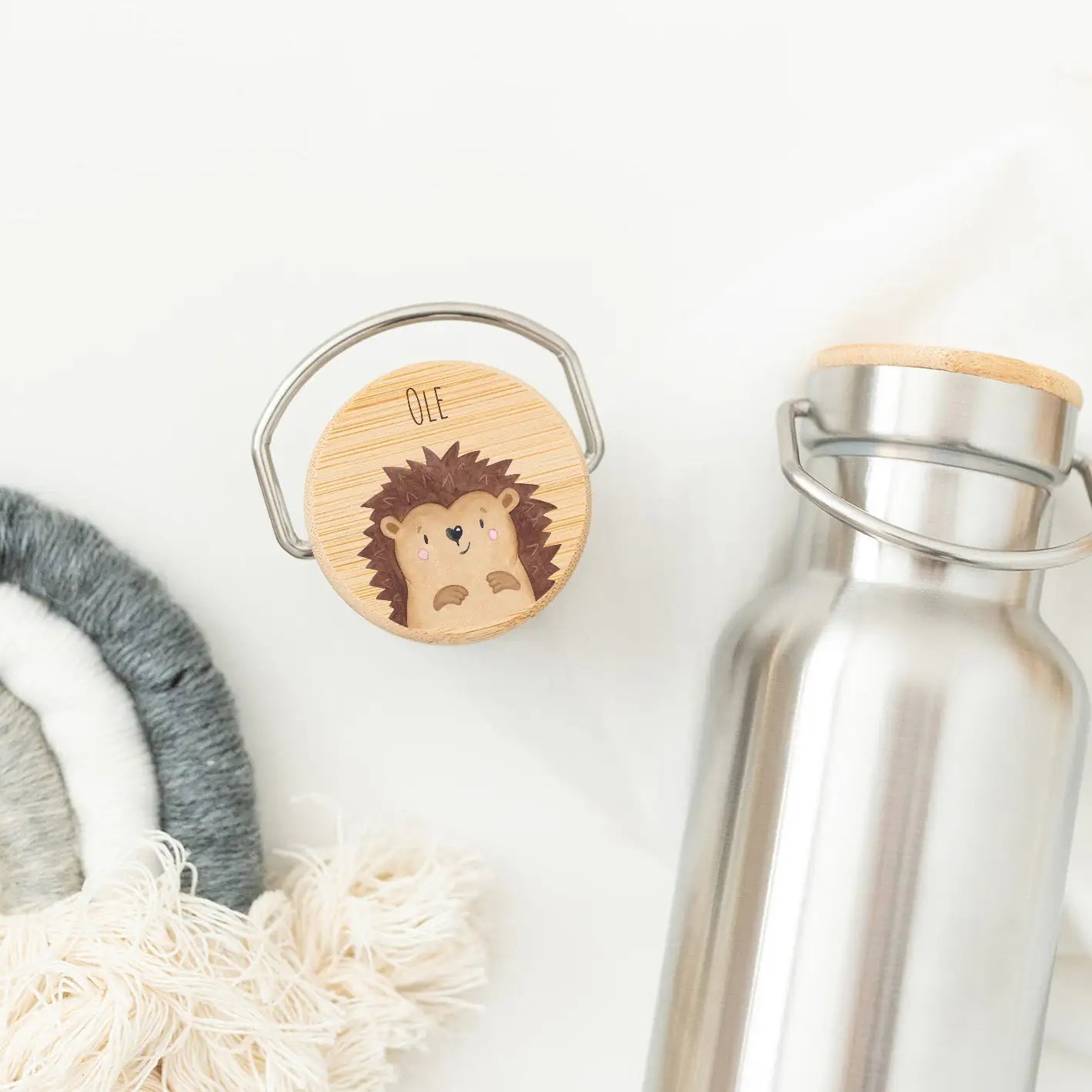 Kinder Trinkflasche Edelstahl personalisiert - Tier Aquarell - wunderwunsch