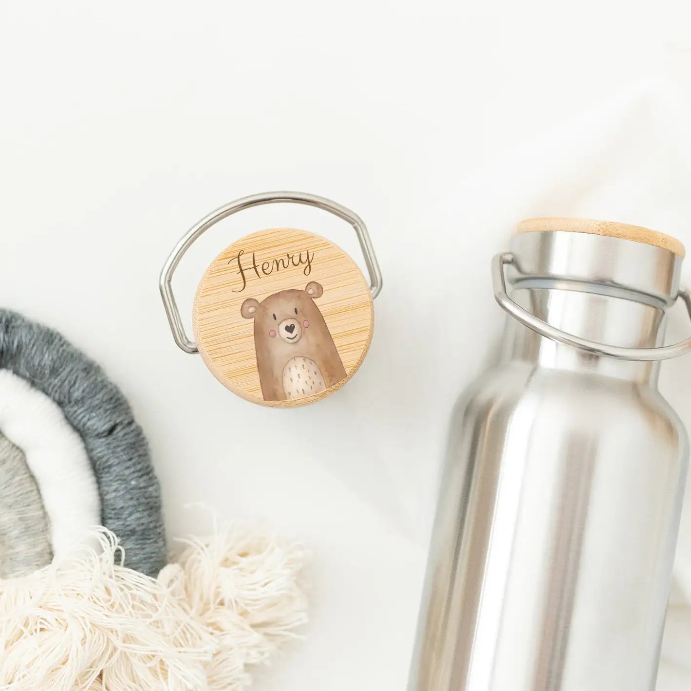 Kinder Trinkflasche Edelstahl personalisiert - Tier Aquarell - wunderwunsch