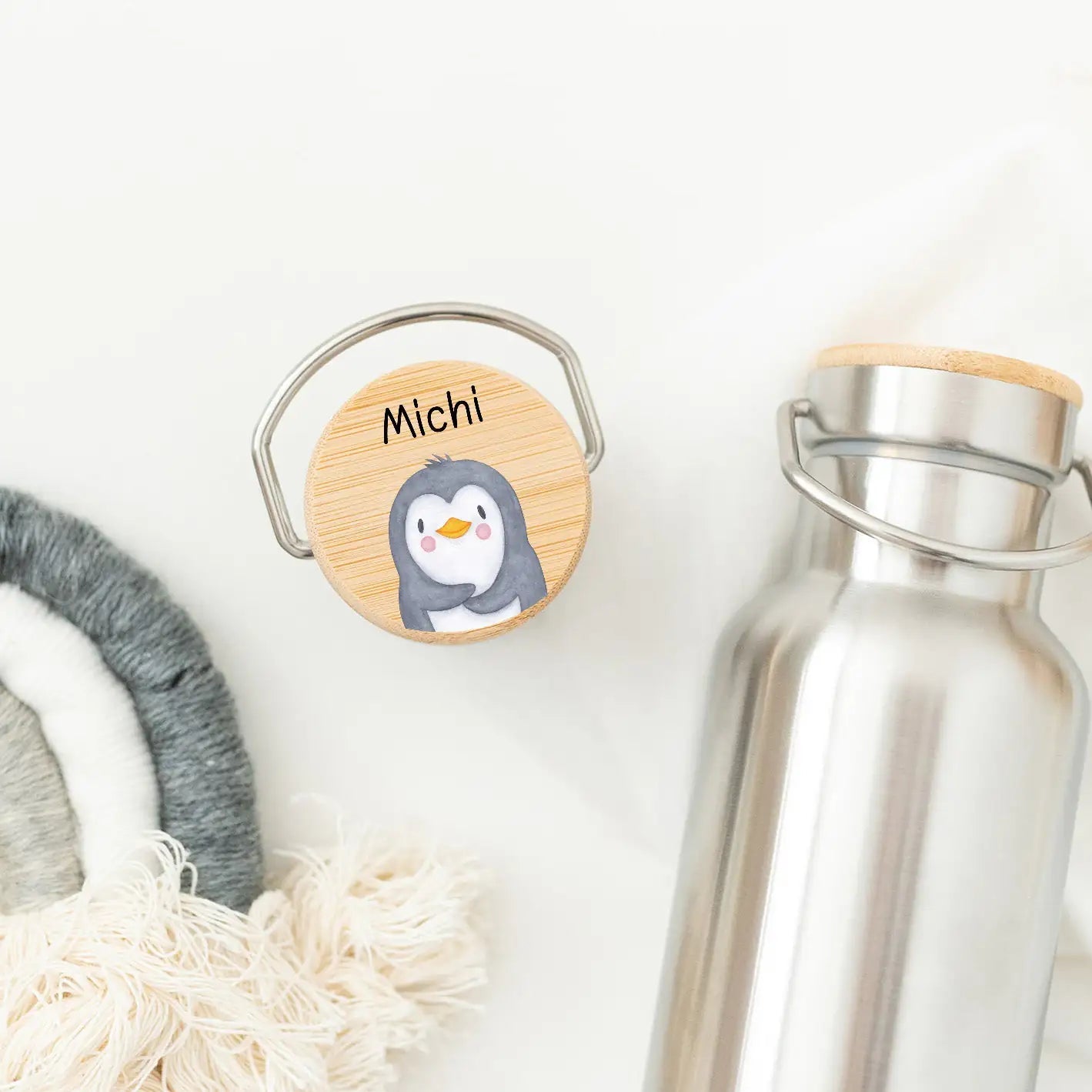 Kinder Trinkflasche Edelstahl personalisiert - Tier Aquarell - wunderwunsch
