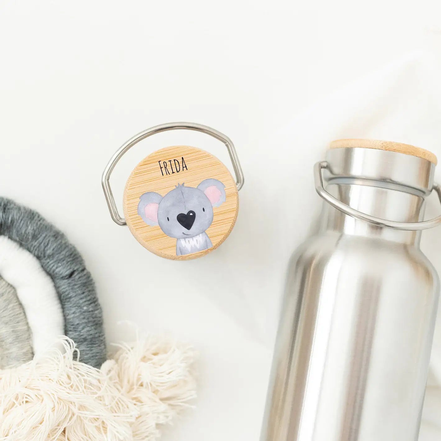 Kinder Trinkflasche Edelstahl personalisiert - Tier Aquarell - wunderwunsch
