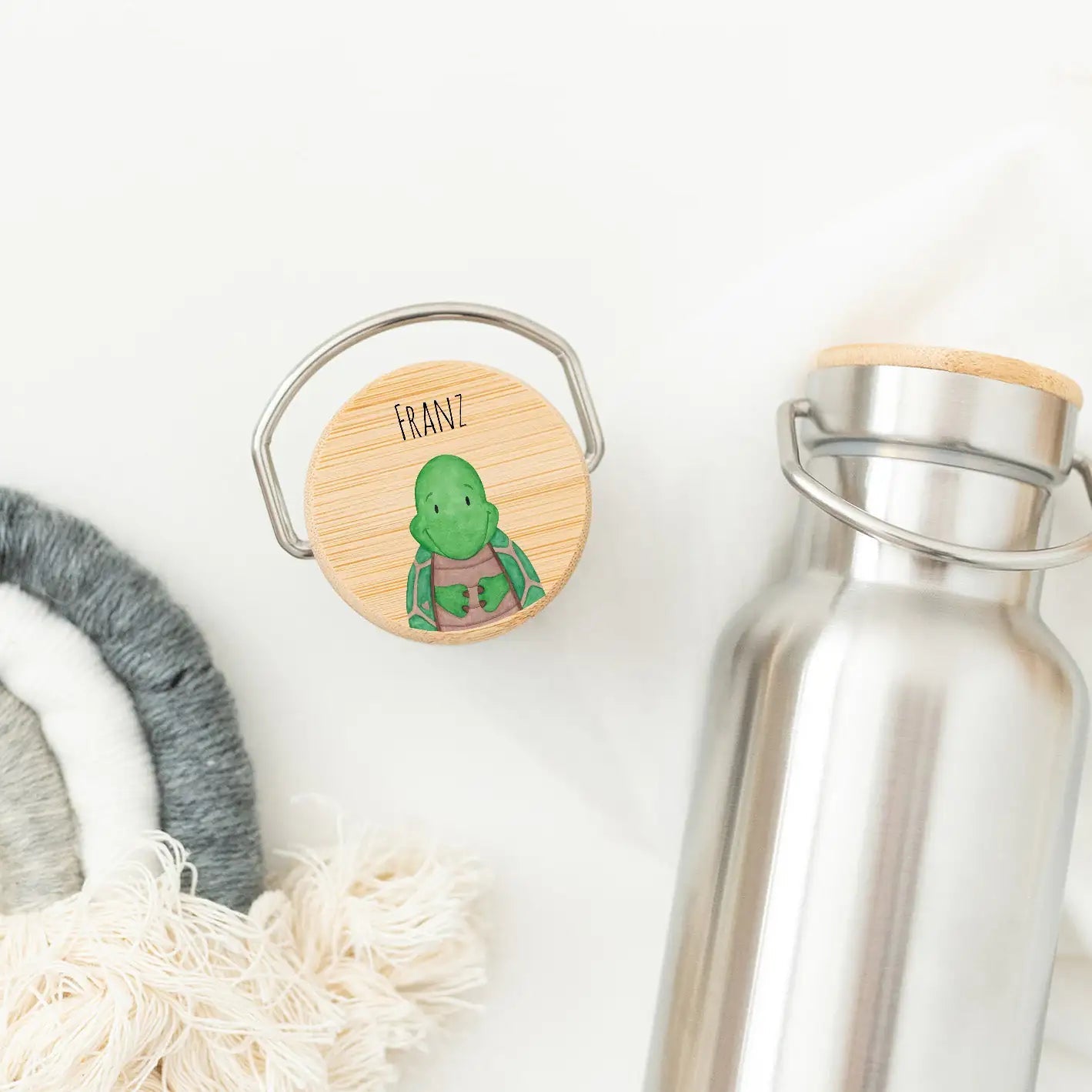 Kinder Trinkflasche Edelstahl personalisiert - Tier Aquarell - wunderwunsch