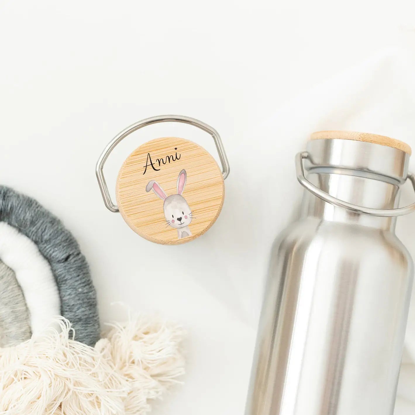 Kinder Trinkflasche Edelstahl personalisiert - Tier Aquarell - wunderwunsch