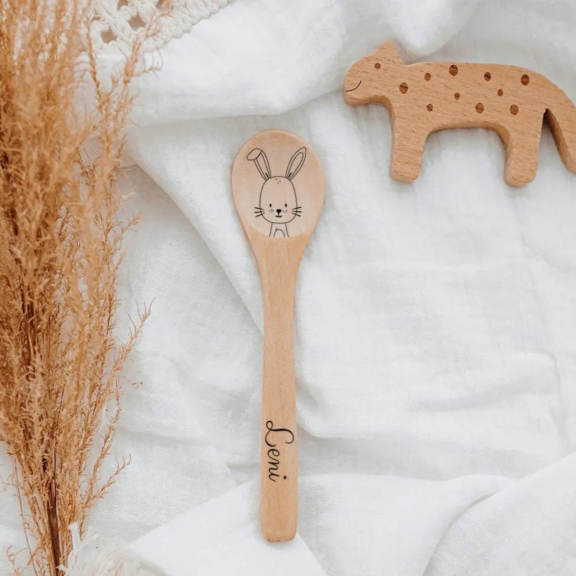 Kinderlöffel Holz personalisiert - Tier - wunderwunsch