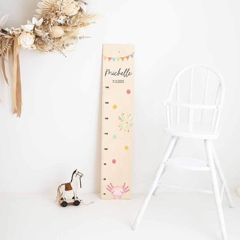 Kindermesslatte Holz personalisiert - Tier Girlande Aquarell - wunderwunsch