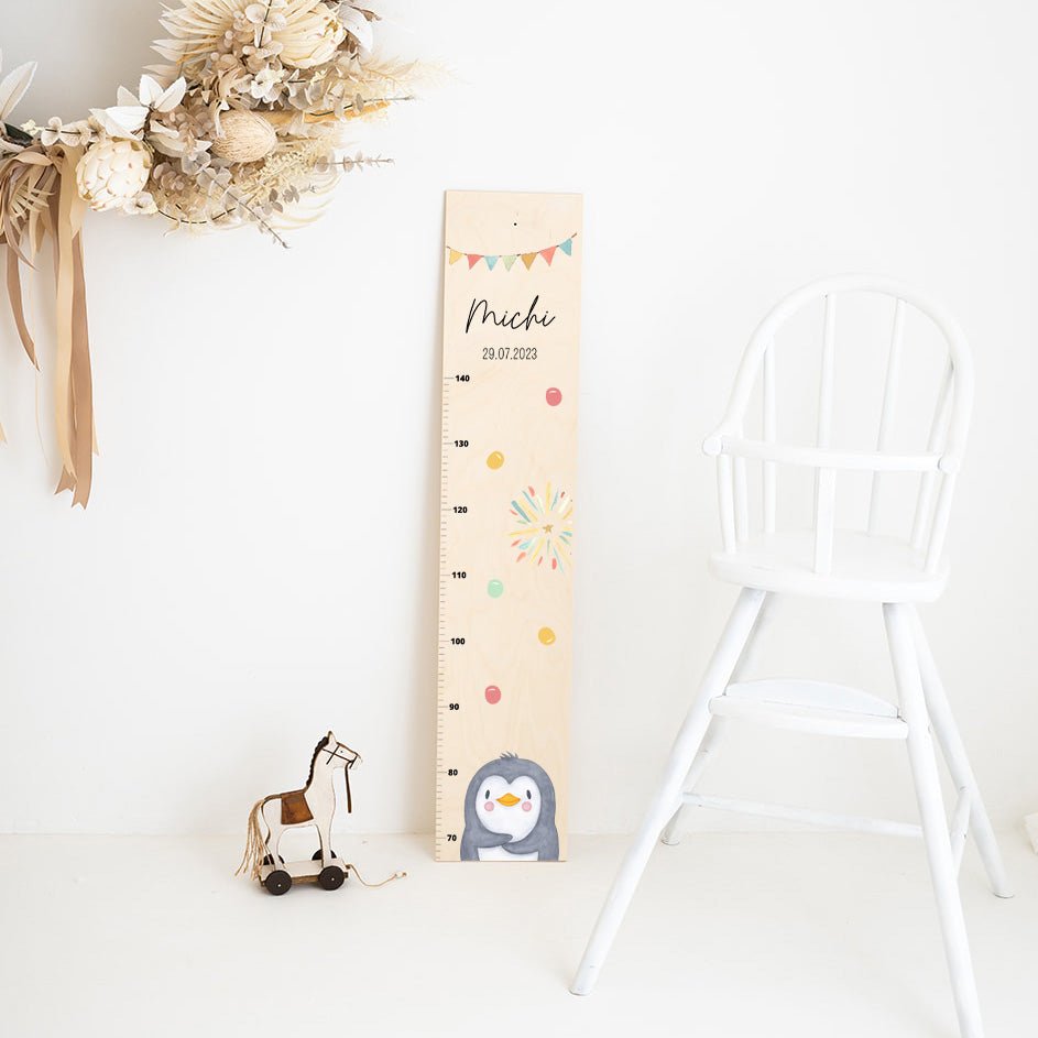 Kindermesslatte Holz personalisiert - Tier Girlande Aquarell - wunderwunsch