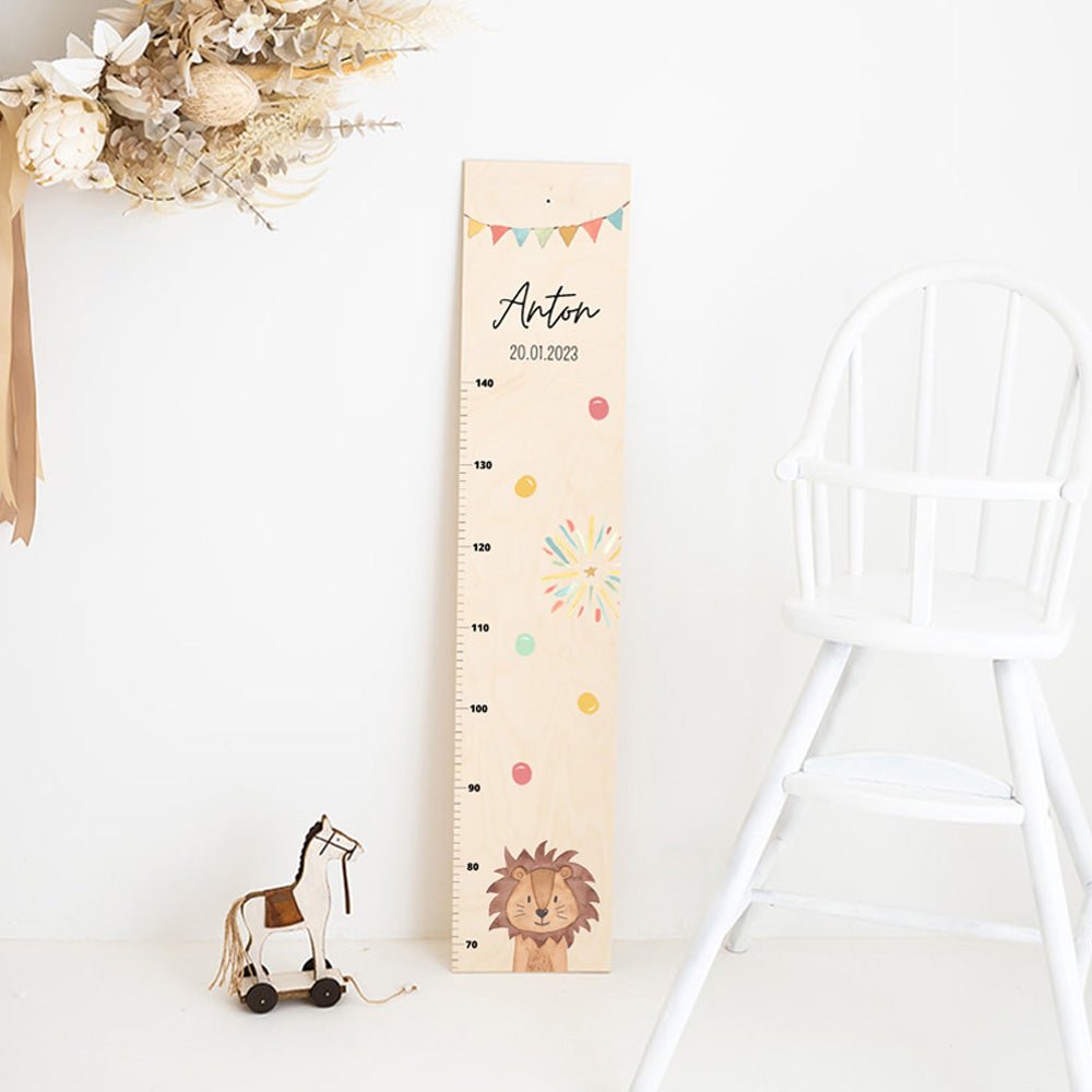 Kindermesslatte Holz personalisiert - Tier Girlande Aquarell - wunderwunsch