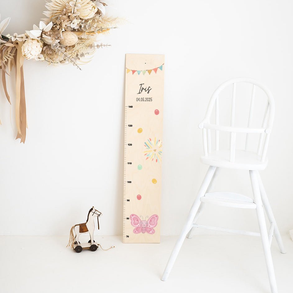 Kindermesslatte Holz personalisiert - Tier Girlande Aquarell - wunderwunsch