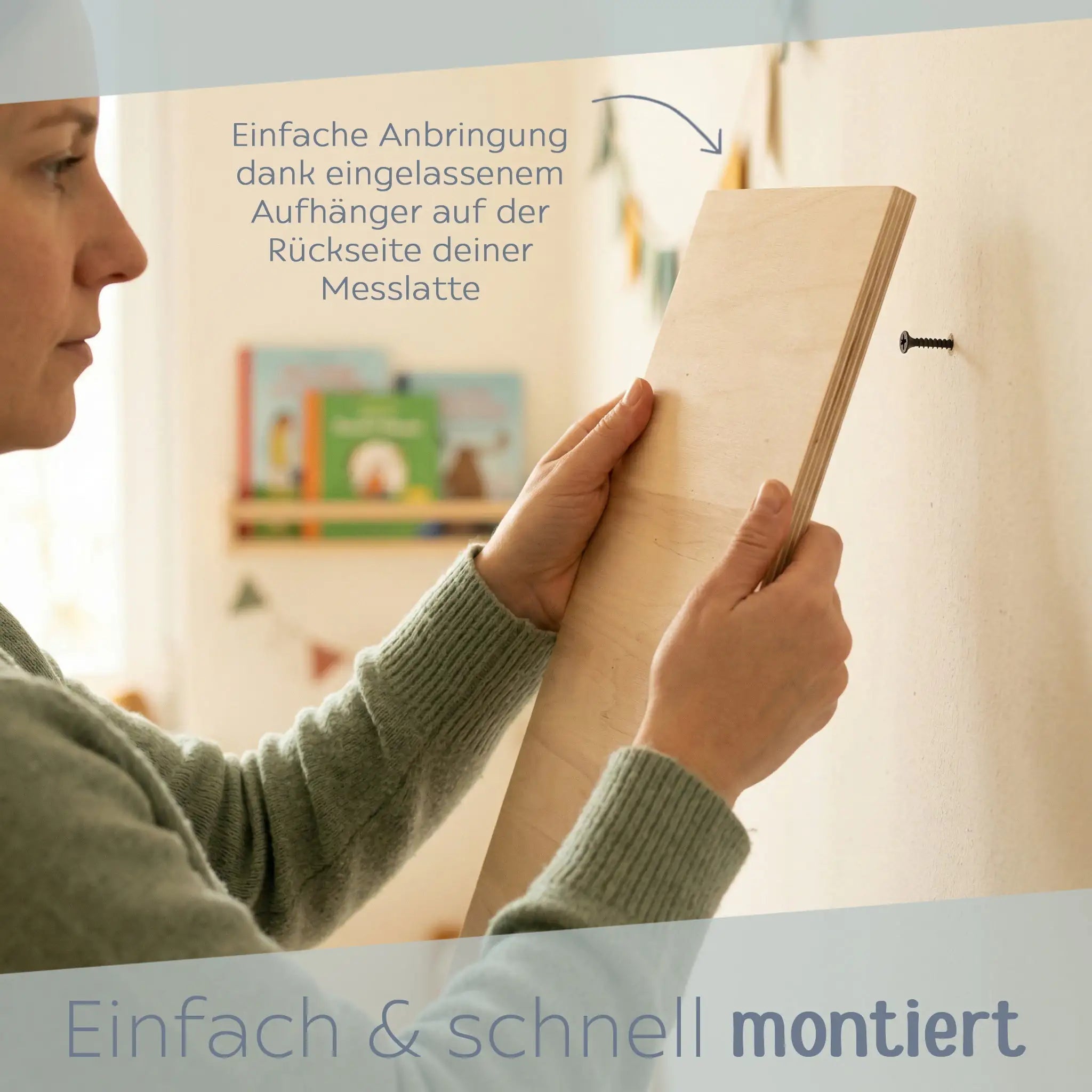 Kindermesslatte Holz personalisiert - Tiere übereinander Wald Aquarell - wunderwunsch