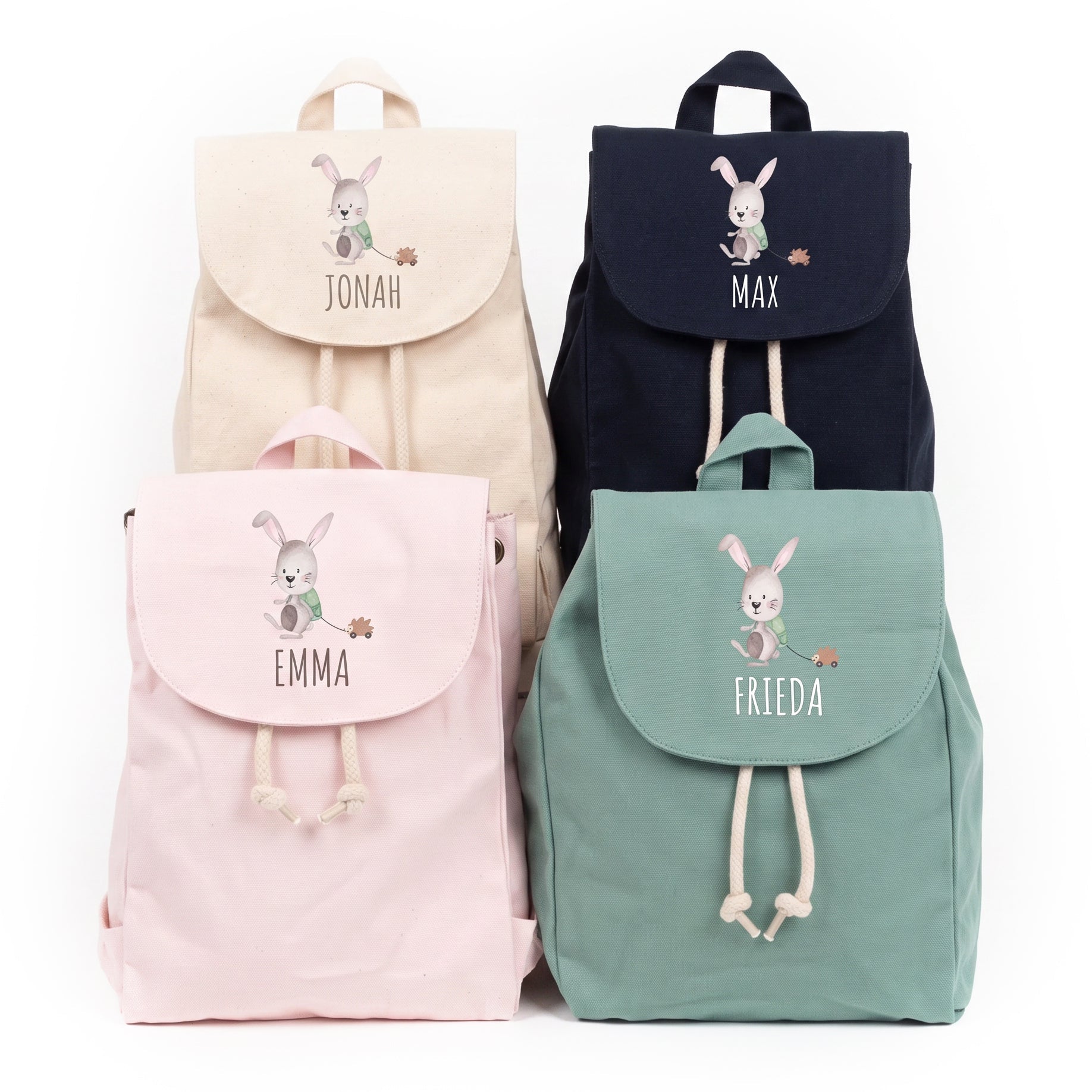 Kinderrucksack "Kitahase" aus GOTS-zertifizierter Bio-Baumwolle personalisiert - wunderwunsch