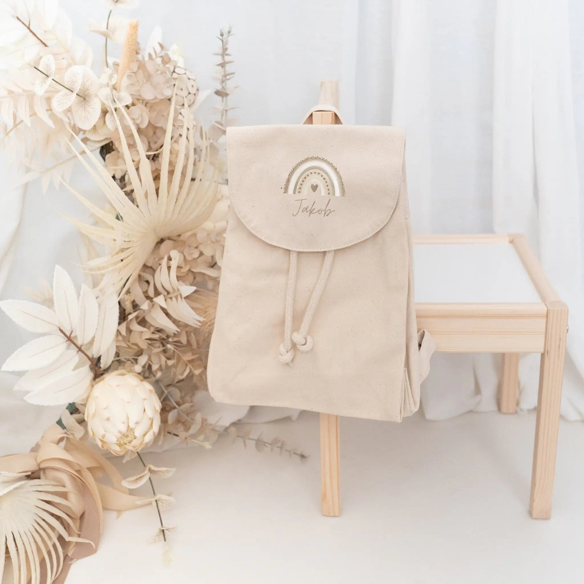 Kinderrucksack "Regenbogen" aus GOTS - zertifizierter Bio - Baumwolle personalisiert - wunderwunsch