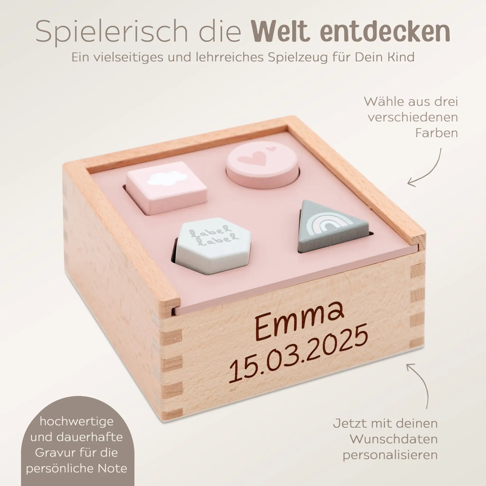 LABEL LABEL Sortierspiel Formen eckig personalisiert - wunderwunsch