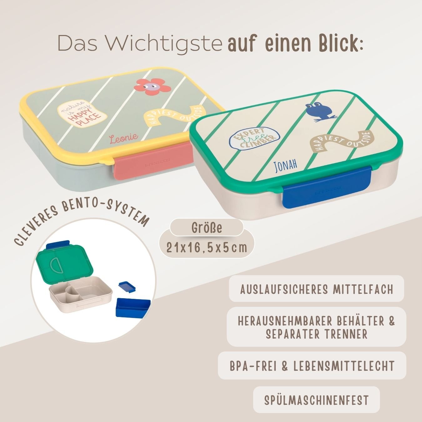 LÄSSIG Bento Brotdose personalisiert - Happy Trails - wunderwunsch