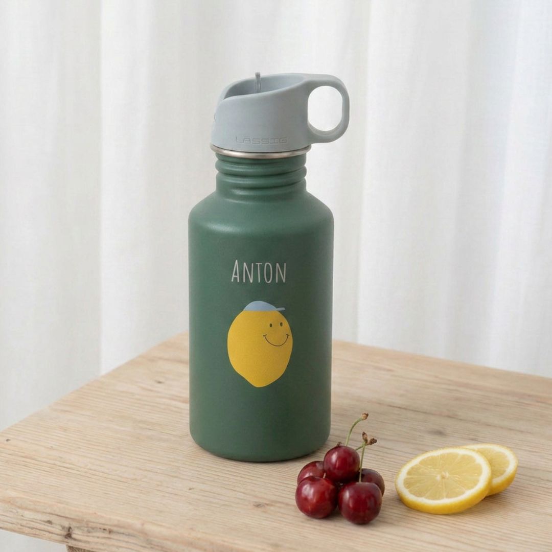 LÄSSIG Edelstahl Kinder Trinkflasche personalisiert - Happy Fruits - wunderwunsch