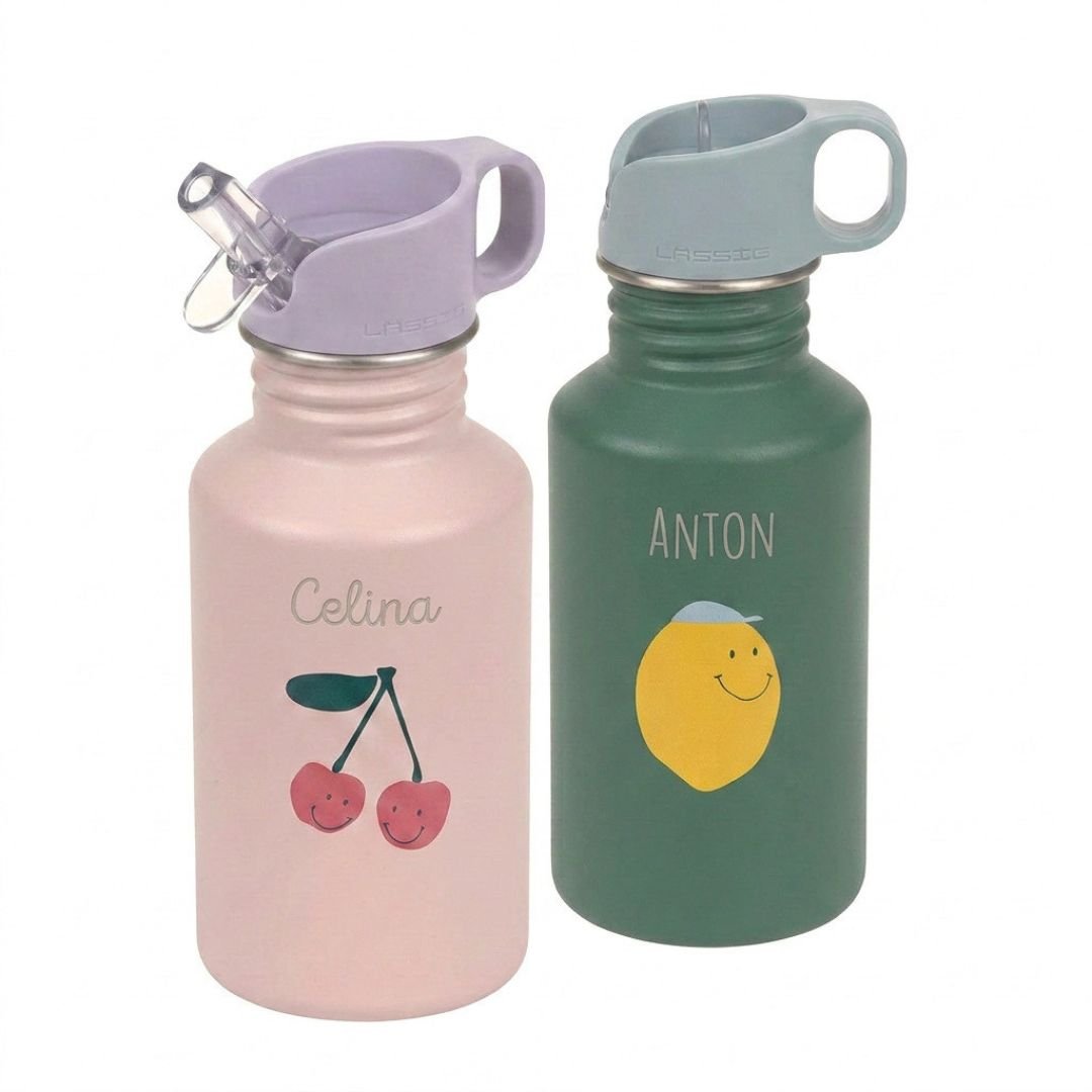 LÄSSIG Edelstahl Kinder Trinkflasche personalisiert - Happy Fruits - wunderwunsch