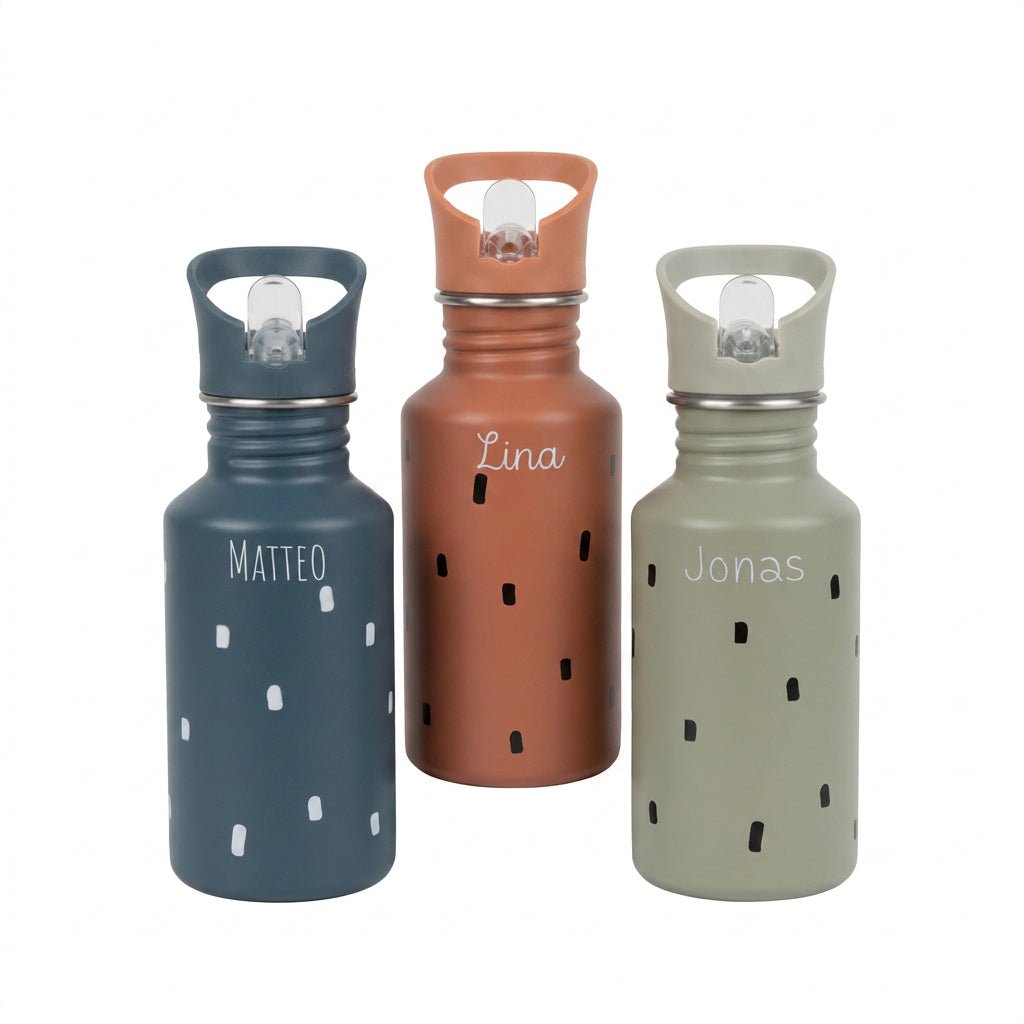 LÄSSIG Edelstahl Kinder Trinkflasche personalisiert - Punkte - wunderwunsch