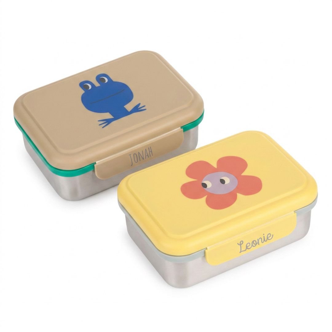 LÄSSIG Kinder Brotdose Edelstahl personalisiert - Happy Trails - wunderwunsch