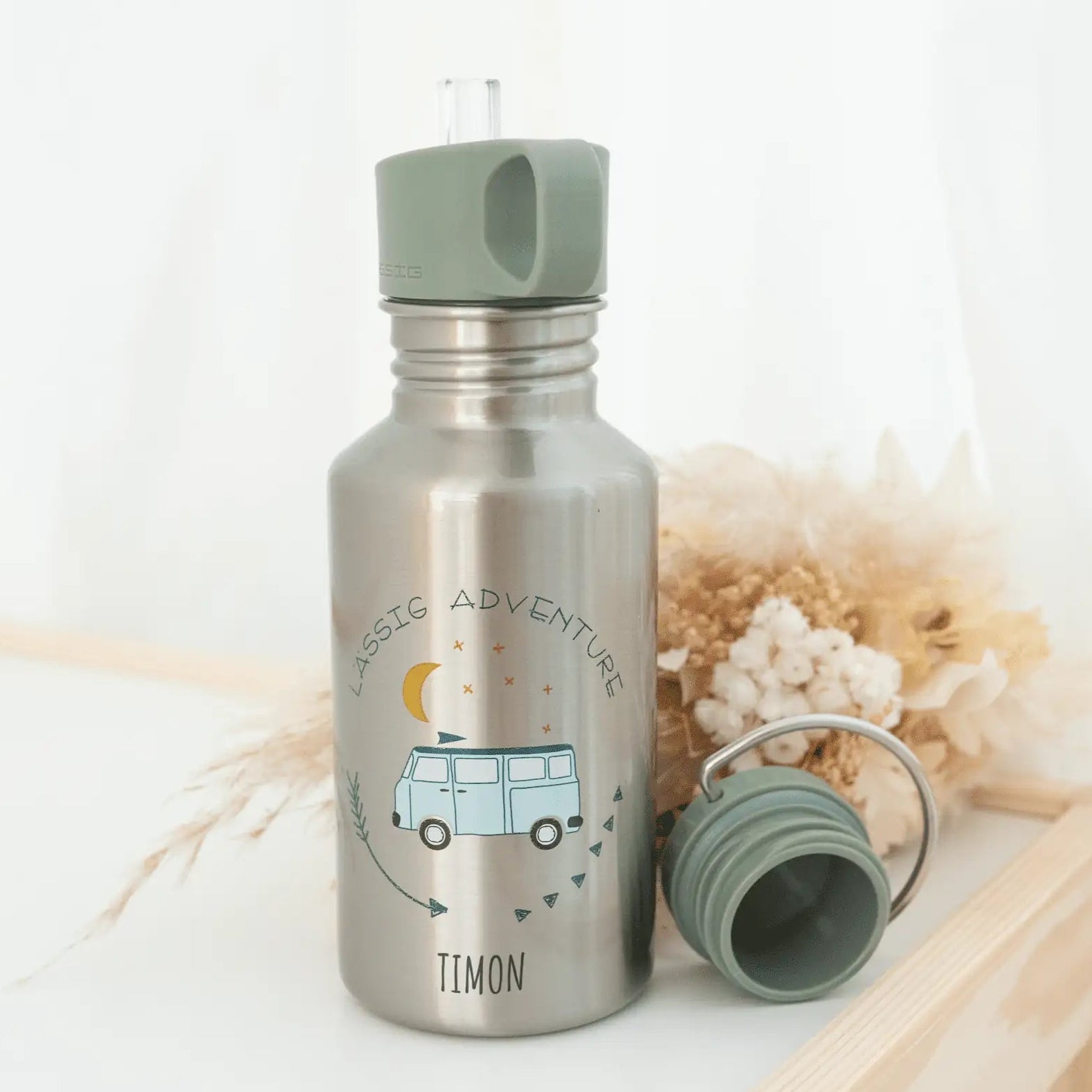 LÄSSIG Kinder Trinkflasche Edelstahl "Adventure" personalisierbar - wunderwunsch