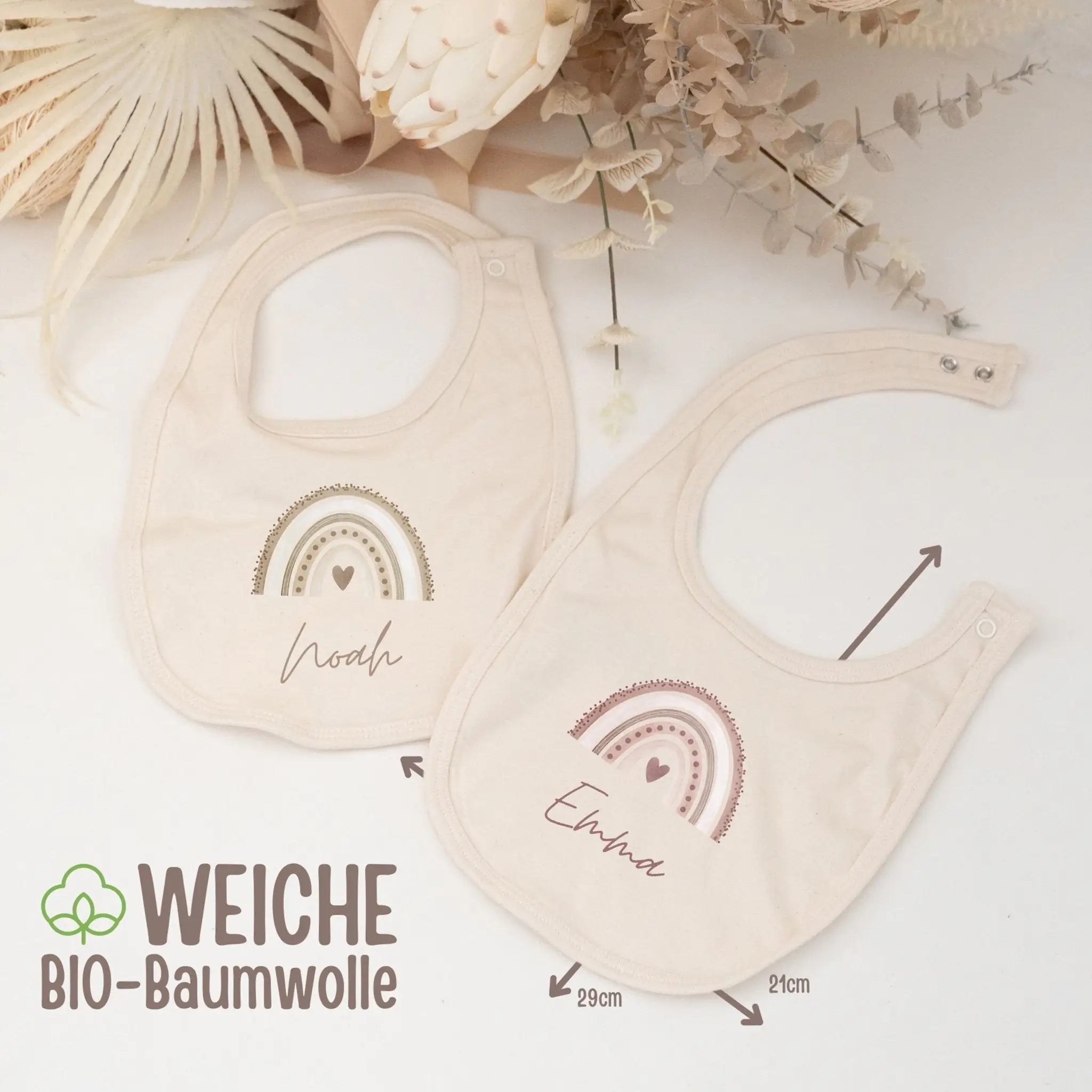 Lätzchen aus Baumwolle "Regenbogen" personalisiert - wunderwunsch