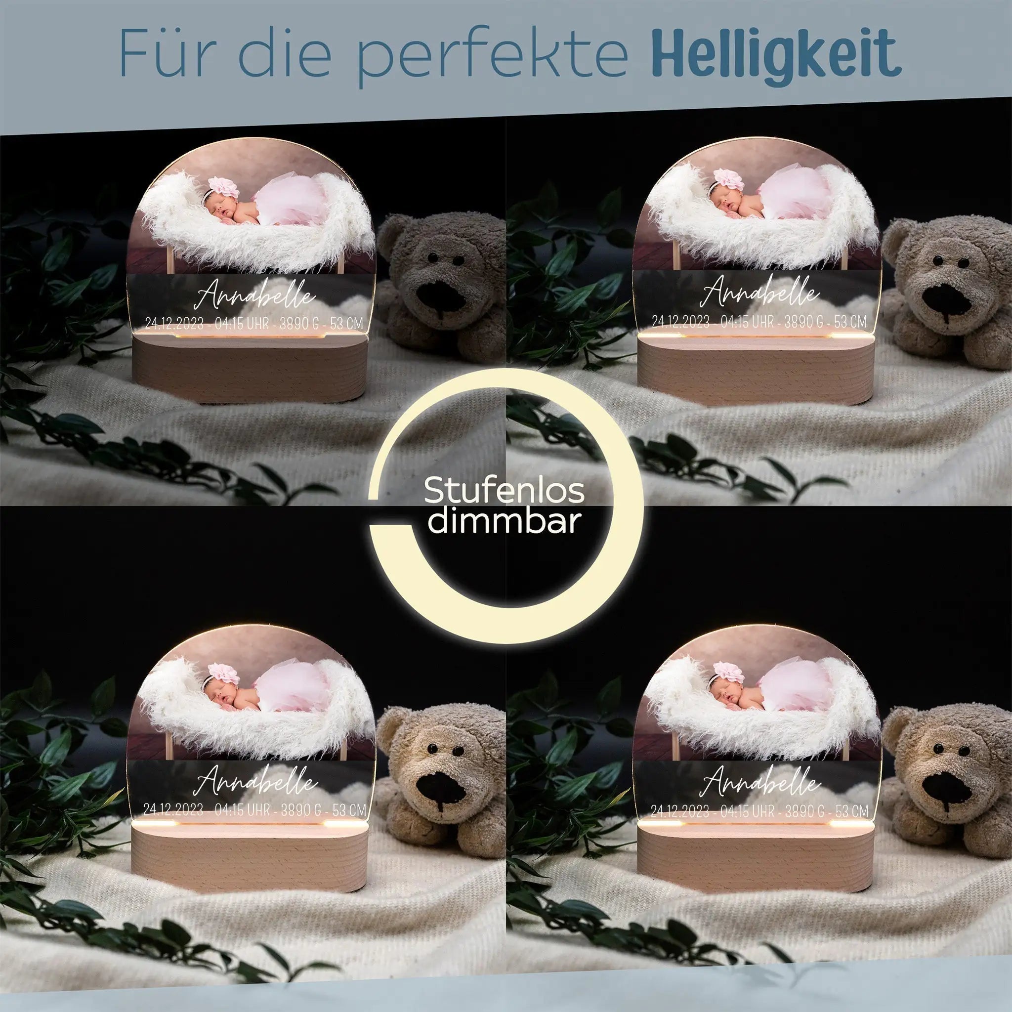 LED Foto Nachtlicht halbrund personalisiert - wunderwunsch
