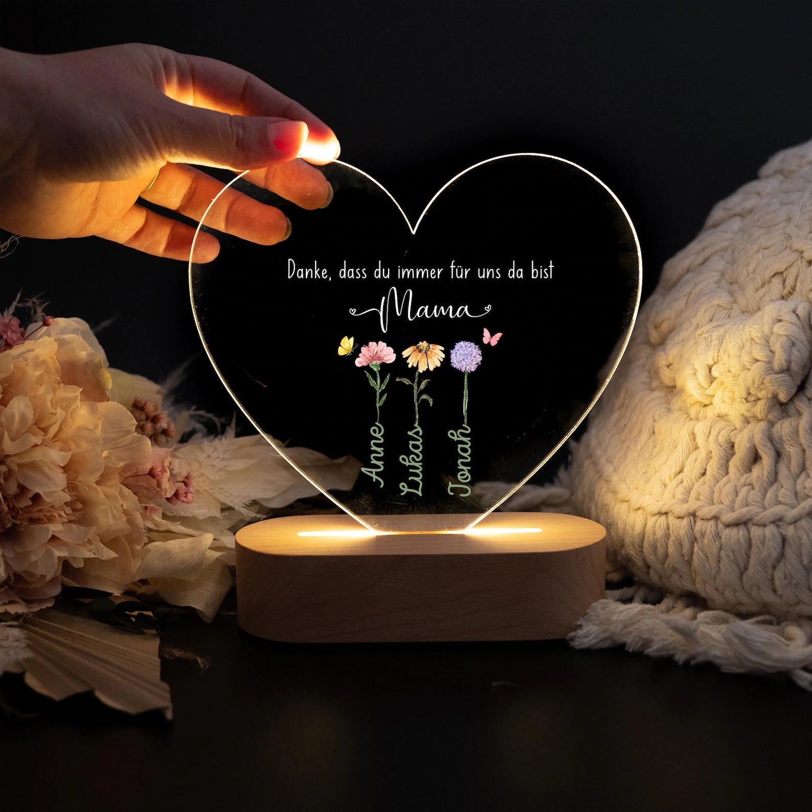 LED Nachtlicht Herz - Danke Mama - wunderwunsch