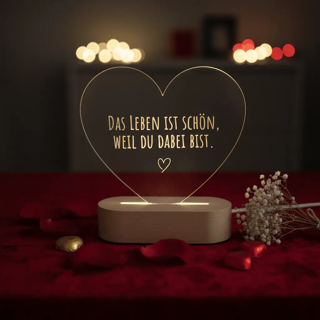 LED Nachtlicht Herz - Das Leben ist schön - wunderwunsch