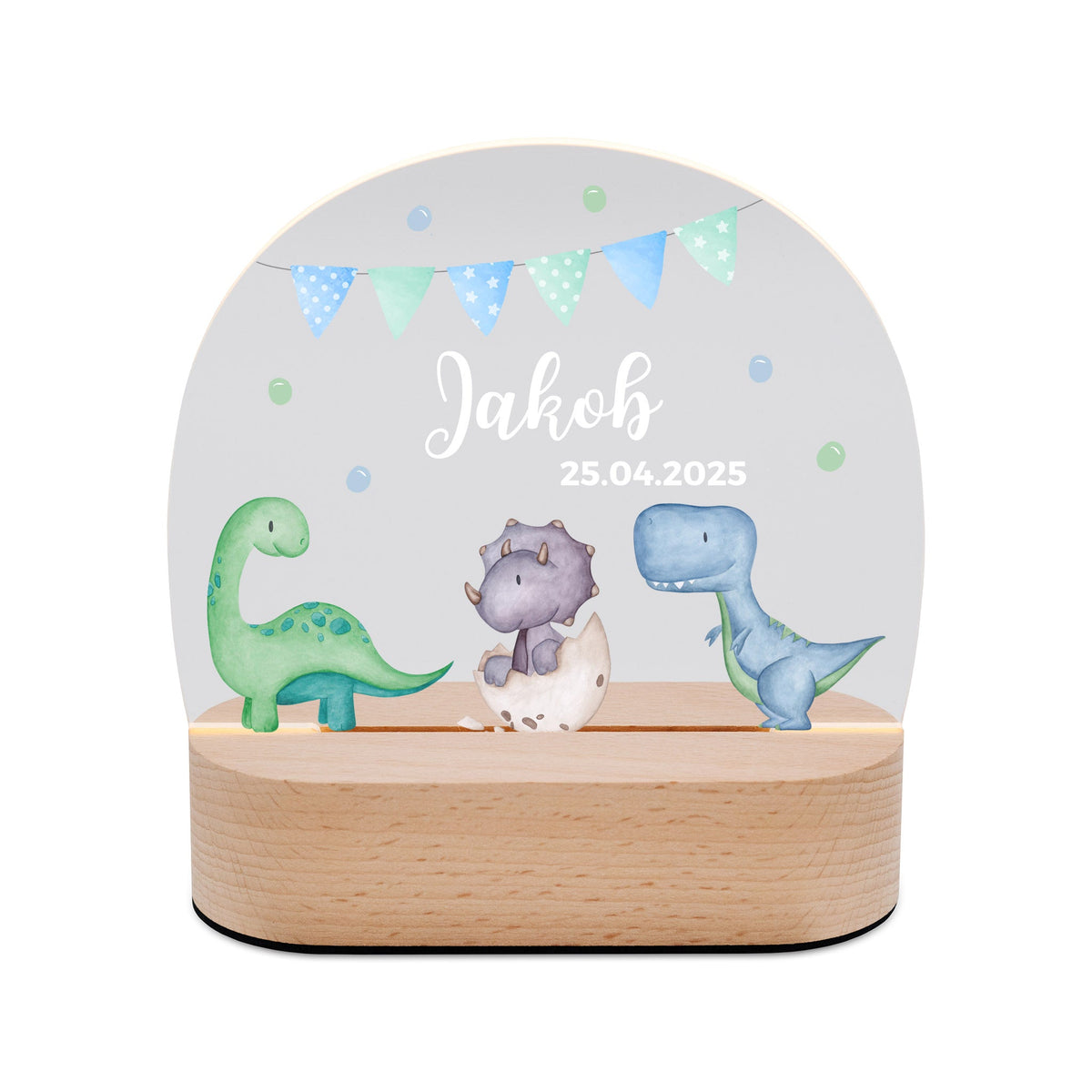 LED Nachtlicht Kinder personalisiert - Dinosaurier Girlande Aquarell - wunderwunsch