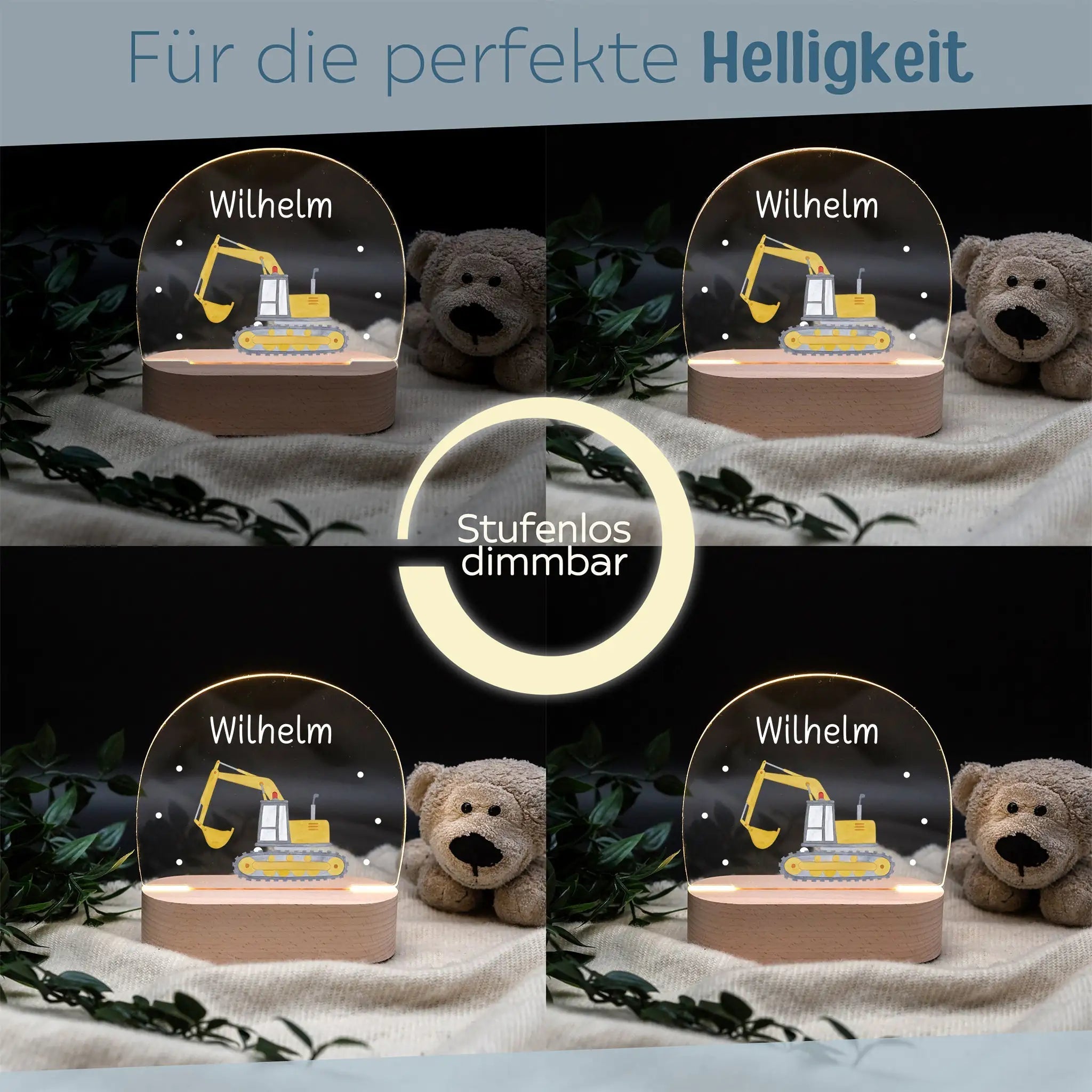 LED Nachtlicht Kinder personalisiert - Fahrzeuge Aquarell - wunderwunsch
