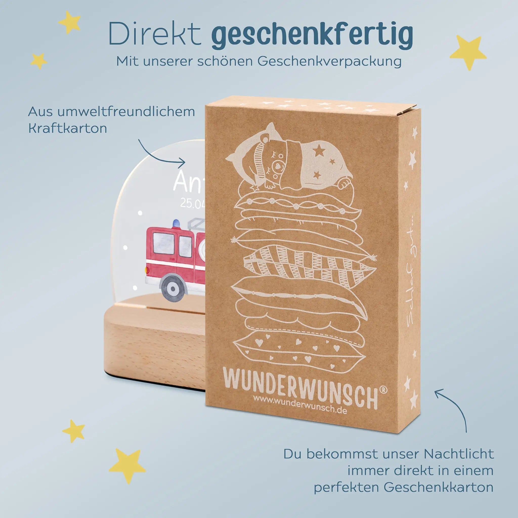 LED Nachtlicht Kinder personalisiert - Fahrzeuge Aquarell - wunderwunsch