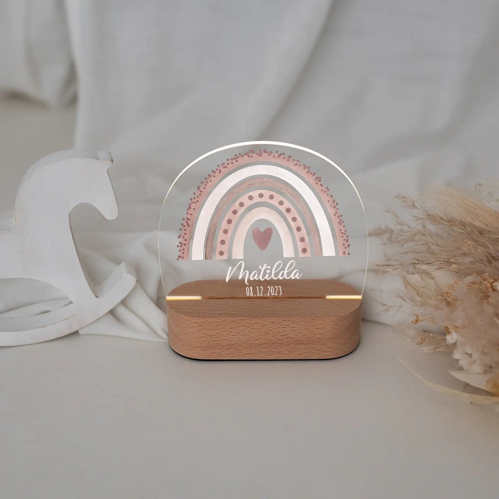 LED Nachtlicht Kinder personalisiert - Regenbogen Punkte Aquarell - wunderwunsch