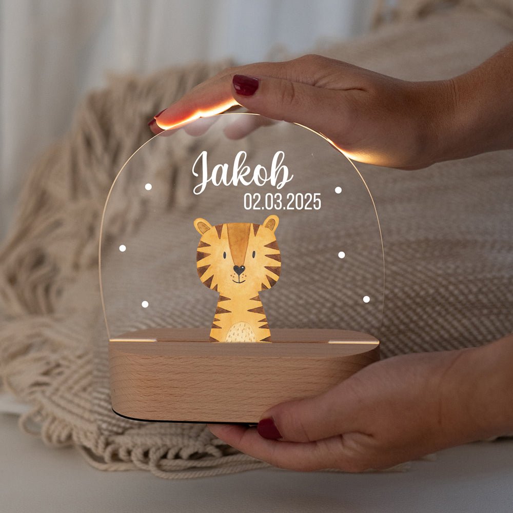 LED Nachtlicht Kinder personalisiert - Tier Aquarell - wunderwunsch