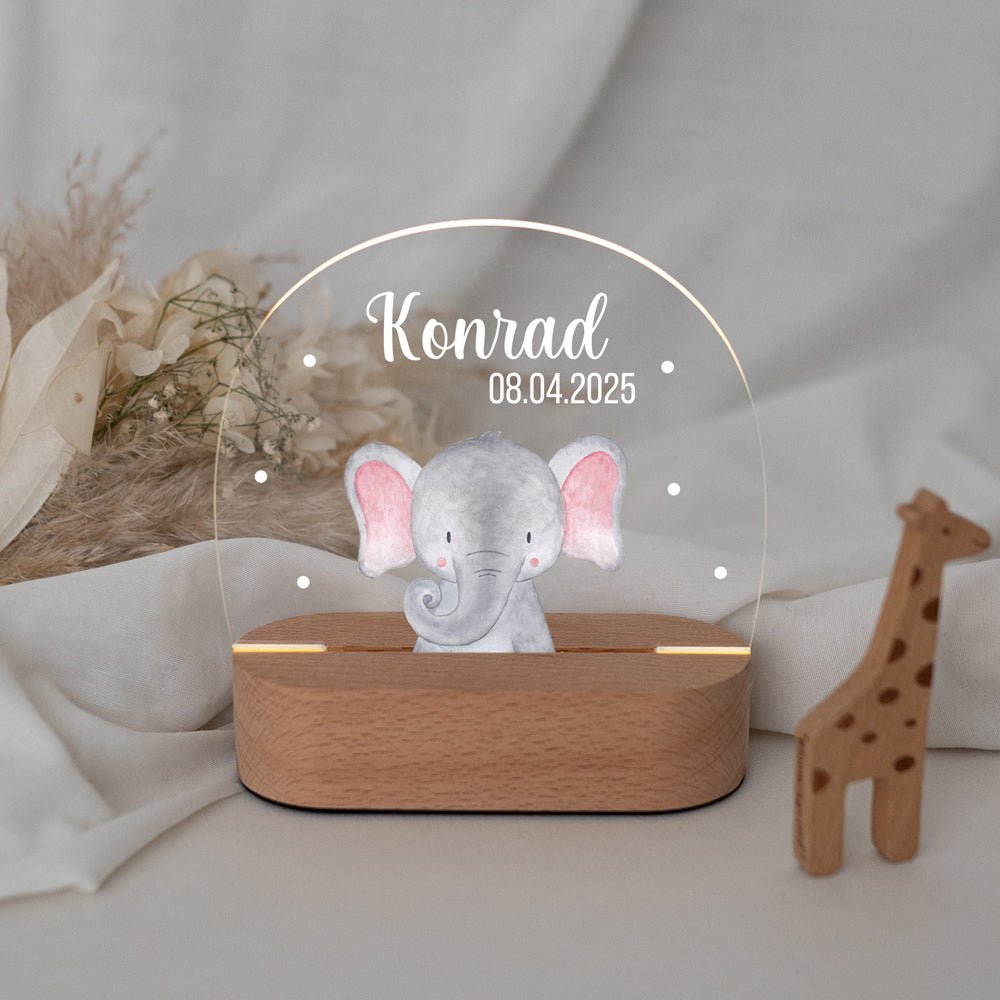 LED Nachtlicht Kinder personalisiert - Tier Aquarell - wunderwunsch