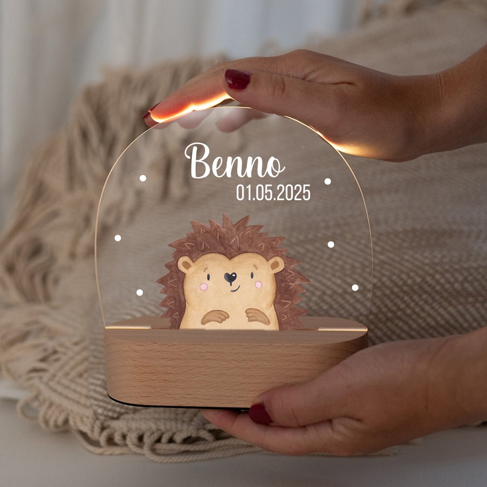 LED Nachtlicht Kinder personalisiert - Tier Aquarell - wunderwunsch