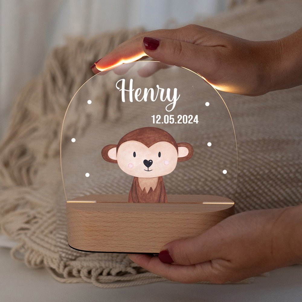 LED Nachtlicht Kinder personalisiert - Tier Aquarell - wunderwunsch